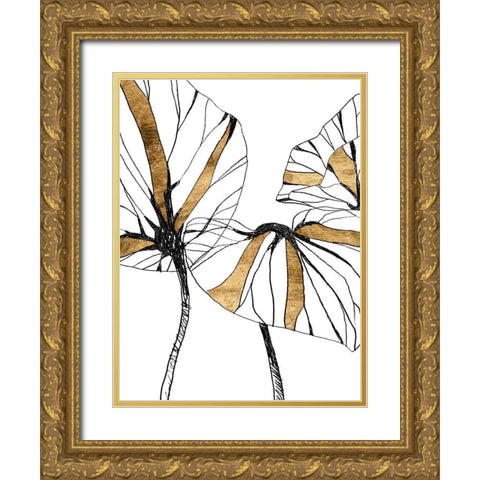 Linear Tropics with Gold I Gold Ornate Wood Framed Art Print with Double Matting by Vess, June Erica