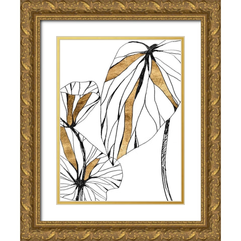 Linear Tropics with Gold II Gold Ornate Wood Framed Art Print with Double Matting by Vess, June Erica
