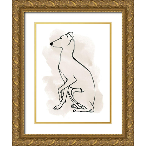 Greyhound Sketch II Gold Ornate Wood Framed Art Print with Double Matting by Popp, Grace