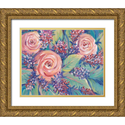 Shades of Pink I Gold Ornate Wood Framed Art Print with Double Matting by OToole, Tim
