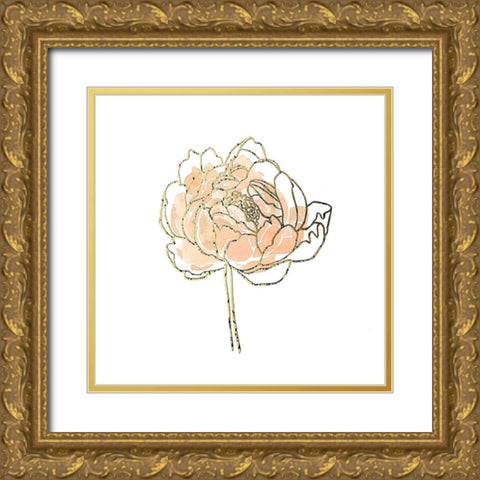 Foil Peony Contour II Gold Ornate Wood Framed Art Print with Double Matting by Scarvey, Emma