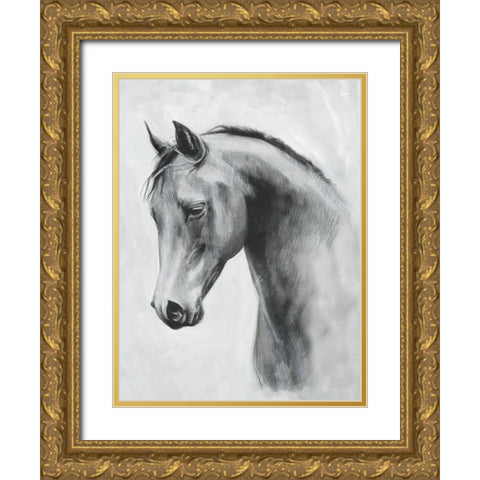 Cavallo II Gold Ornate Wood Framed Art Print with Double Matting by Scarvey, Emma