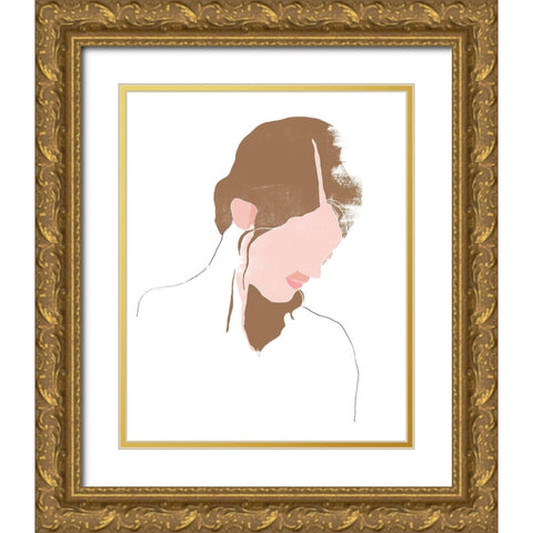 Modern Contour Portrait III Gold Ornate Wood Framed Art Print with Double Matting by Vess, June Erica