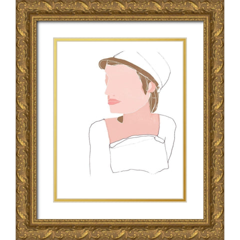 Modern Contour Portrait IV Gold Ornate Wood Framed Art Print with Double Matting by Vess, June Erica