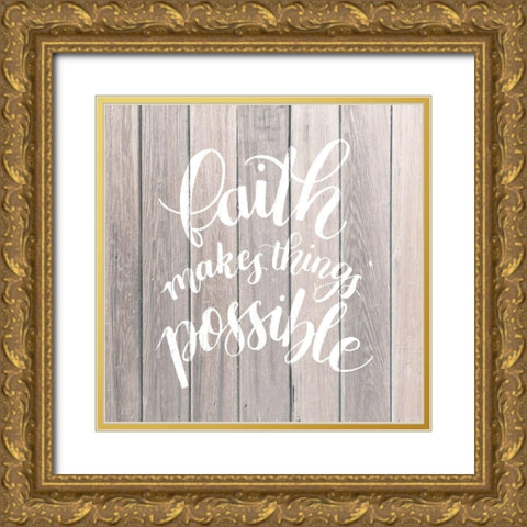 Sentiments on Wood I Gold Ornate Wood Framed Art Print with Double Matting by Popp, Grace