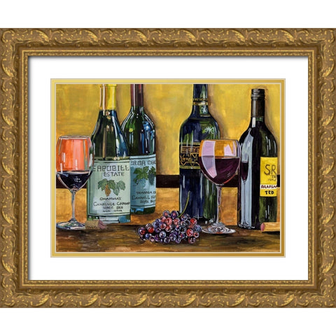 Still Life with Wine I Gold Ornate Wood Framed Art Print with Double Matting by Wang, Melissa