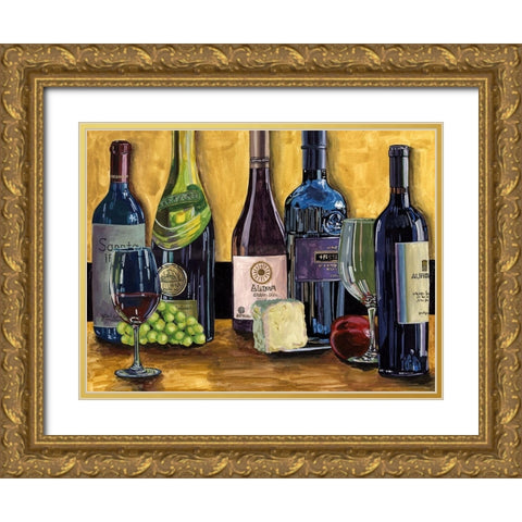 Still Life with Wine II Gold Ornate Wood Framed Art Print with Double Matting by Wang, Melissa