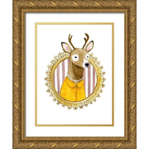 Spiffy Animals I Gold Ornate Wood Framed Art Print with Double Matting by Borges, Victoria