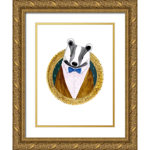 Spiffy Animals III Gold Ornate Wood Framed Art Print with Double Matting by Borges, Victoria