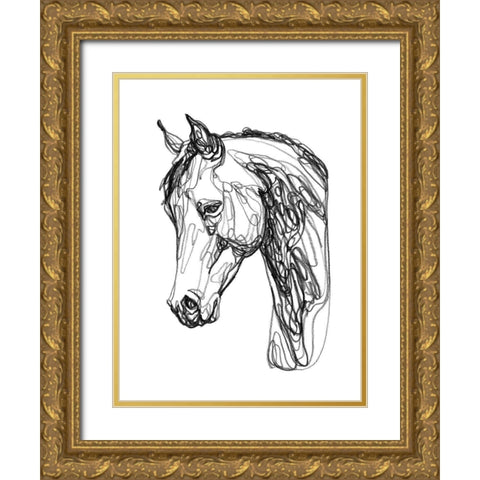 Equine Contour II Gold Ornate Wood Framed Art Print with Double Matting by Scarvey, Emma