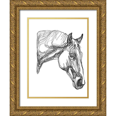 Equine Contour III Gold Ornate Wood Framed Art Print with Double Matting by Scarvey, Emma