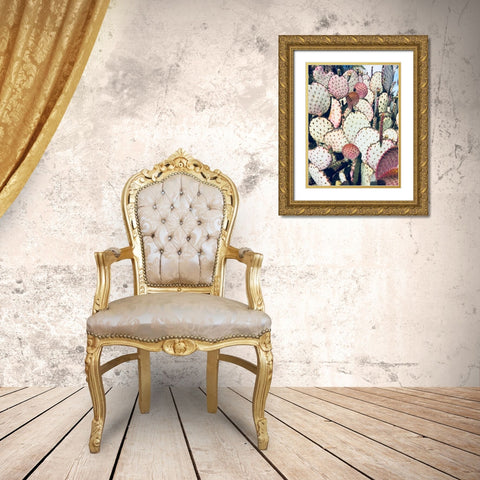 Pink Yellow Cactus IV Gold Ornate Wood Framed Art Print with Double Matting by Orlov, Irena