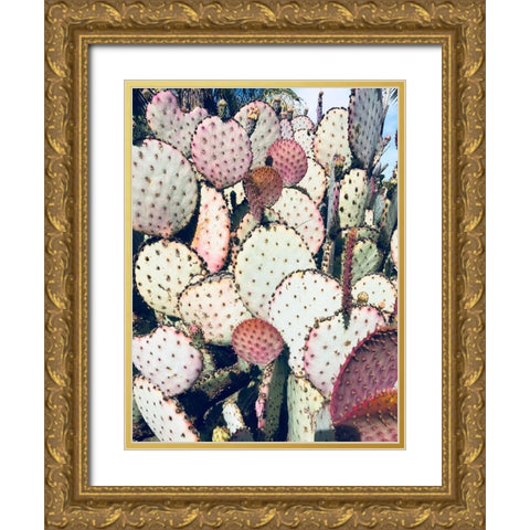 Pink Yellow Cactus IV Gold Ornate Wood Framed Art Print with Double Matting by Orlov, Irena