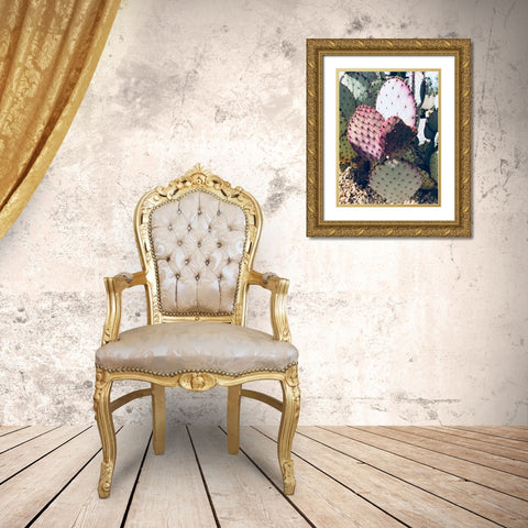 Pink Green Cactus III Gold Ornate Wood Framed Art Print with Double Matting by Orlov, Irena