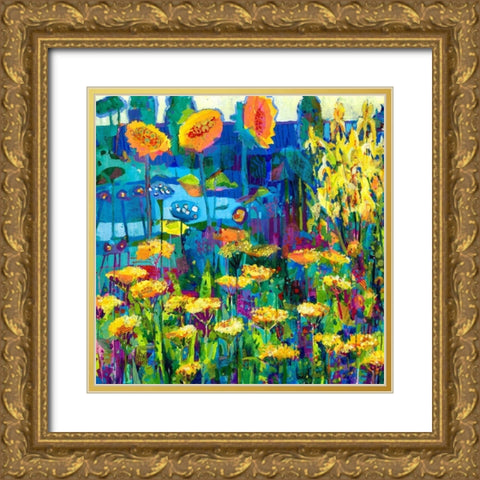 Yellow Garden I Gold Ornate Wood Framed Art Print with Double Matting by Grim, Tara Funk