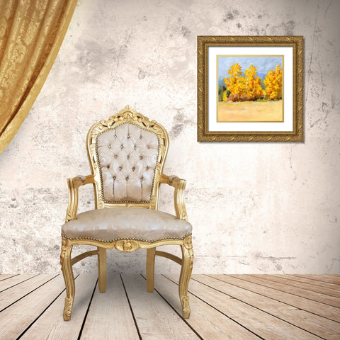 Golden Aspen Trees I Gold Ornate Wood Framed Art Print with Double Matting by Borges, Victoria