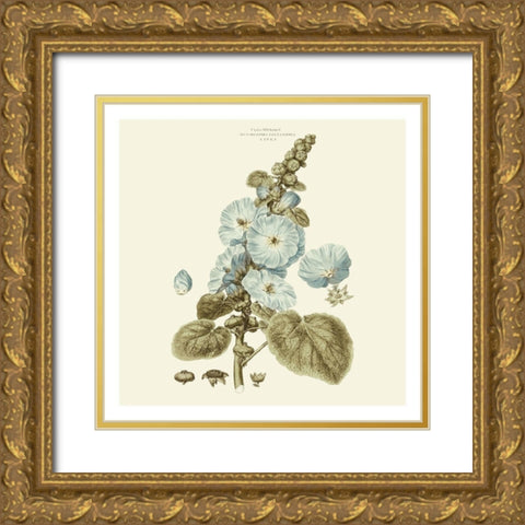 Custom Bashful Blue Florals IV Gold Ornate Wood Framed Art Print with Double Matting by Miller, John