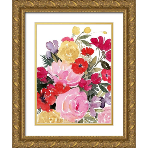 Rainy Day Bouquet I Gold Ornate Wood Framed Art Print with Double Matting by Popp, Grace