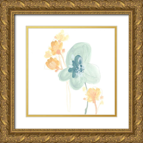 Petite Petals I Gold Ornate Wood Framed Art Print with Double Matting by Vess, June Erica