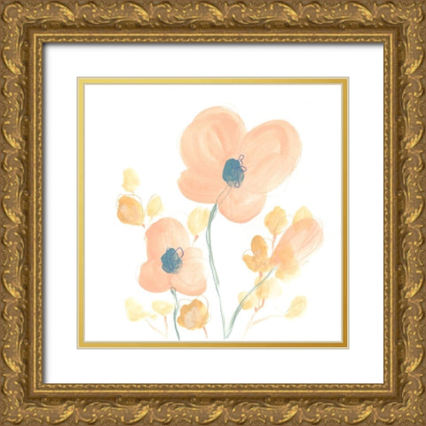 Petite Petals II Gold Ornate Wood Framed Art Print with Double Matting by Vess, June Erica