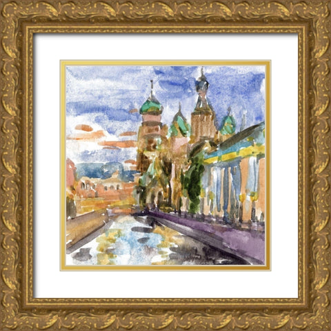 River City II Gold Ornate Wood Framed Art Print with Double Matting by Wang, Melissa