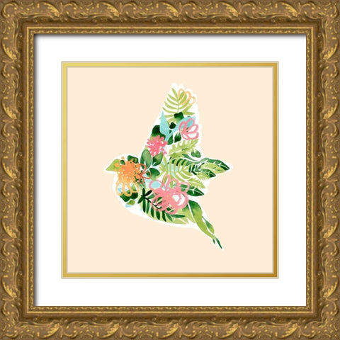 Foliage and Feathers I Gold Ornate Wood Framed Art Print with Double Matting by Vess, June Erica