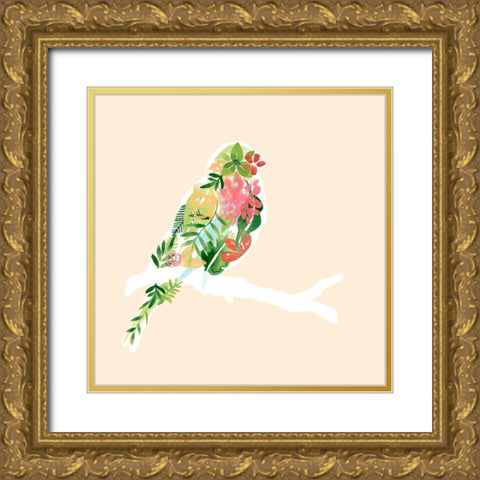 Foliage and Feathers II Gold Ornate Wood Framed Art Print with Double Matting by Vess, June Erica