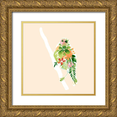 Foliage and Feathers III Gold Ornate Wood Framed Art Print with Double Matting by Vess, June Erica