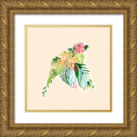 Foliage and Feathers IV Gold Ornate Wood Framed Art Print with Double Matting by Vess, June Erica