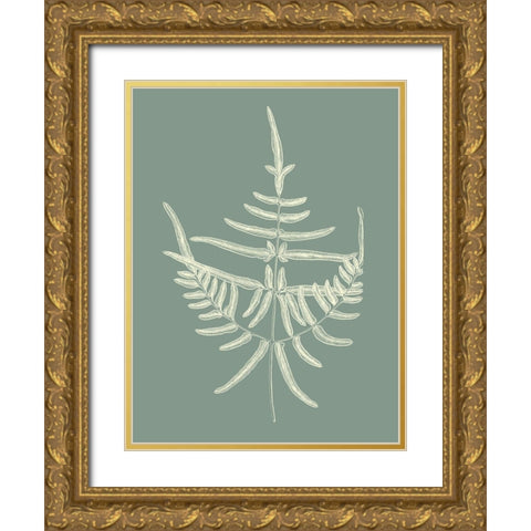 Ferns on Sage I Gold Ornate Wood Framed Art Print with Double Matting by Vision Studio