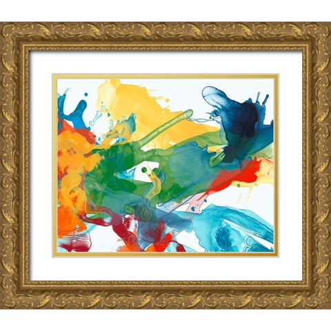 Primary Abstract I Gold Ornate Wood Framed Art Print with Double Matting by Vess, June Erica