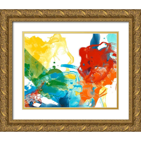 Primary Abstract II Gold Ornate Wood Framed Art Print with Double Matting by Vess, June Erica