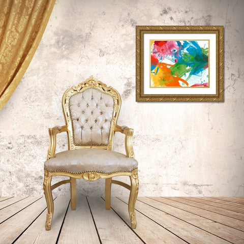 Primary Abstract III Gold Ornate Wood Framed Art Print with Double Matting by Vess, June Erica