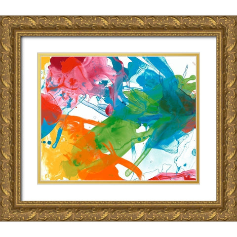 Primary Abstract III Gold Ornate Wood Framed Art Print with Double Matting by Vess, June Erica