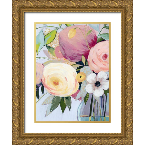 Georgia Bouquet I Gold Ornate Wood Framed Art Print with Double Matting by Popp, Grace