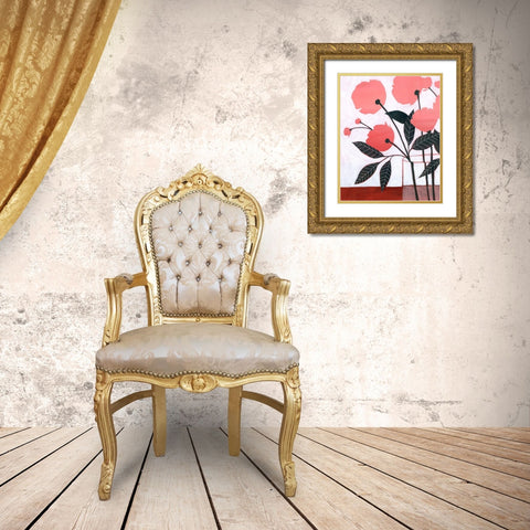 Flower Screen I Gold Ornate Wood Framed Art Print with Double Matting by Popp, Grace