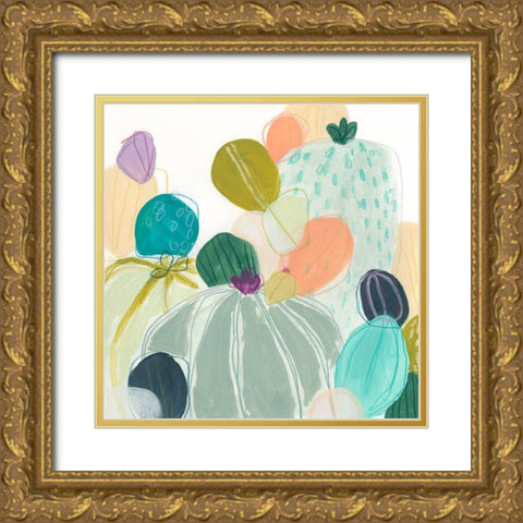 Candy Cactus I Gold Ornate Wood Framed Art Print with Double Matting by Vess, June Erica