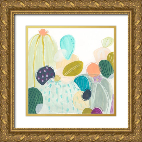 Candy Cactus II Gold Ornate Wood Framed Art Print with Double Matting by Vess, June Erica