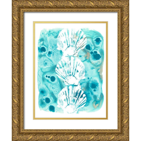Seaside Shapes I Gold Ornate Wood Framed Art Print with Double Matting by Vess, June Erica