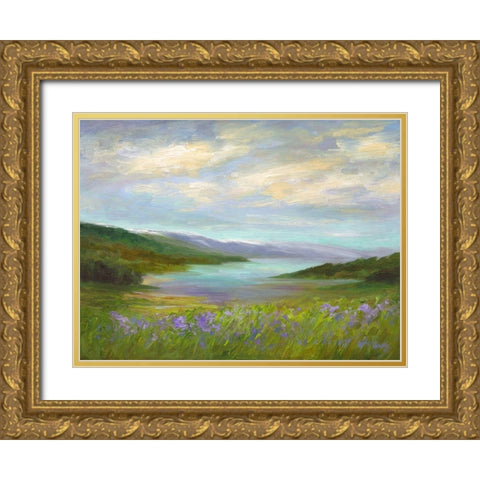 Crystal Springs Vista Gold Ornate Wood Framed Art Print with Double Matting by Finch, Sheila