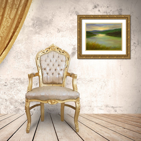 Still Waters at Sunset Gold Ornate Wood Framed Art Print with Double Matting by Finch, Sheila