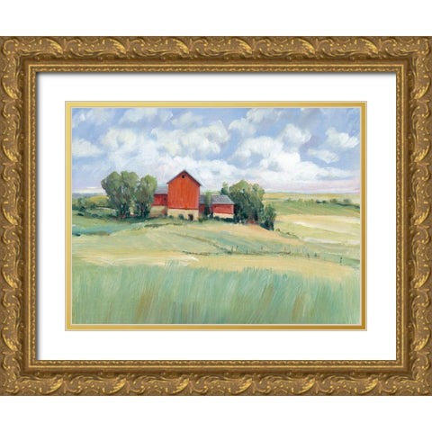 Rural Farmland II Gold Ornate Wood Framed Art Print with Double Matting by OToole, Tim