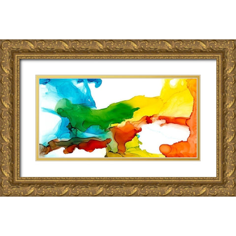 Primary Plume I Gold Ornate Wood Framed Art Print with Double Matting by Goldberger, Jennifer