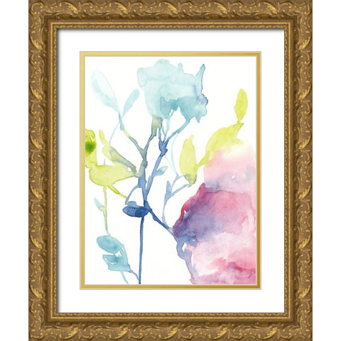 Fuchsia Bloom II Gold Ornate Wood Framed Art Print with Double Matting by Goldberger, Jennifer