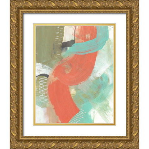Coral Whimsy I Gold Ornate Wood Framed Art Print with Double Matting by Goldberger, Jennifer