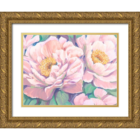 Peonies in Bloom II Gold Ornate Wood Framed Art Print with Double Matting by OToole, Tim