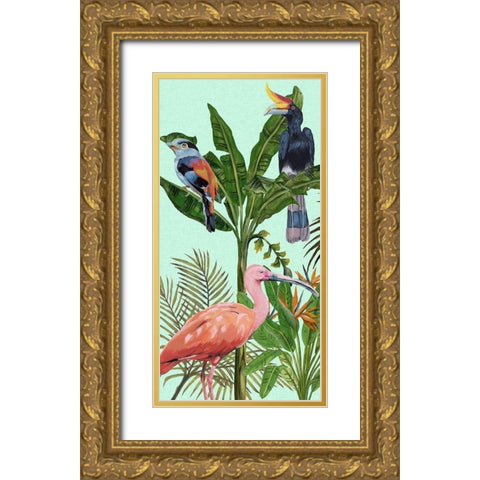 Birds Paradise I Gold Ornate Wood Framed Art Print with Double Matting by Wang, Melissa