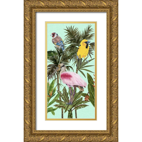 Birds Paradise II Gold Ornate Wood Framed Art Print with Double Matting by Wang, Melissa