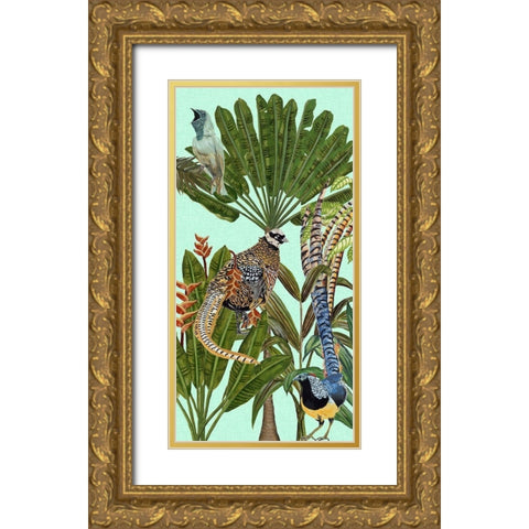 Birds Paradise III Gold Ornate Wood Framed Art Print with Double Matting by Wang, Melissa