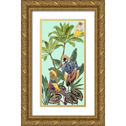 Birds Paradise IV Gold Ornate Wood Framed Art Print with Double Matting by Wang, Melissa